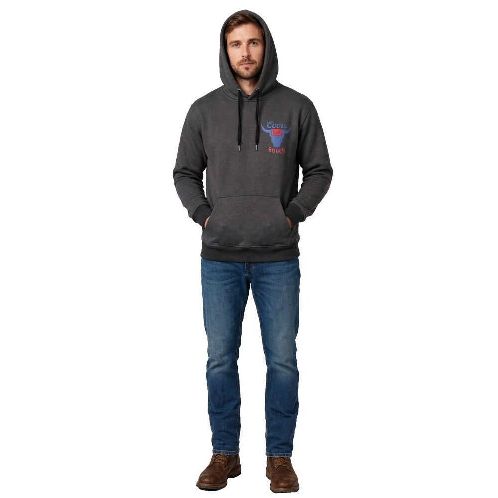 Coors Banquet Hoodie Mens XL Gray Rodeo Cowboy Western Beer Graphic Sweatshirt